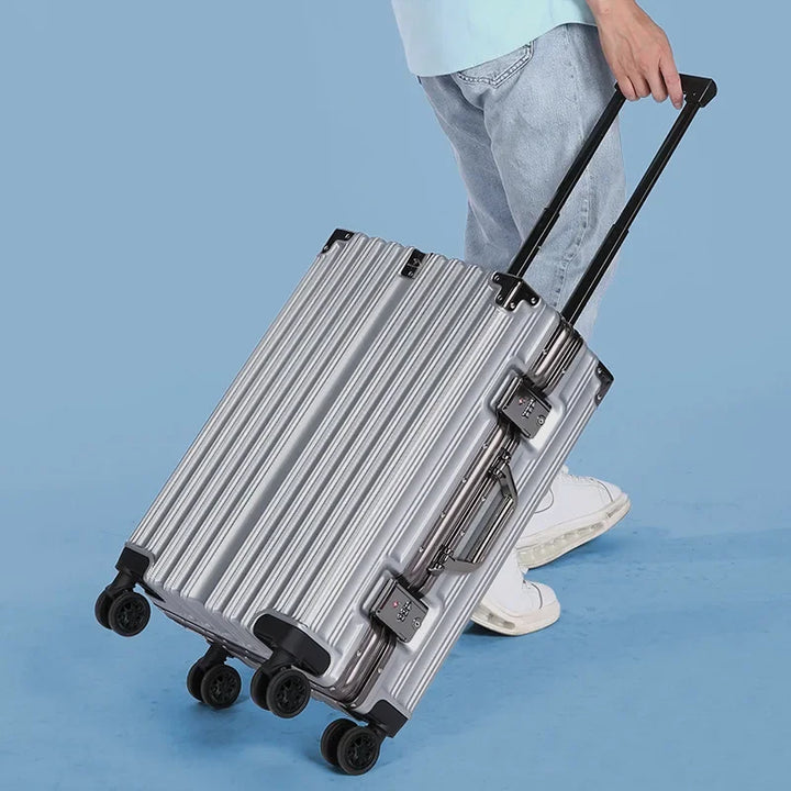 Unisex Aluminum Frame Hard Shell Suitcase for Secure Travel, view 4 - Elena Harper
