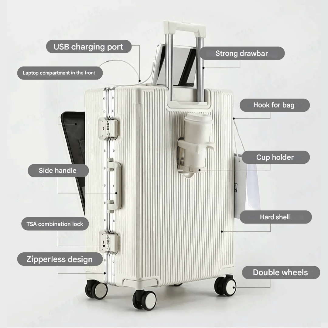 Unisex Hardshell Carry-On Luggage with Smart Features