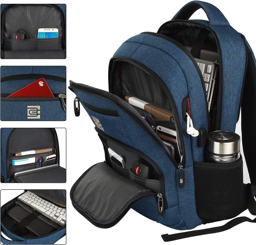 Unisex Slim Anti-Theft Laptop Backpack with USB Charging