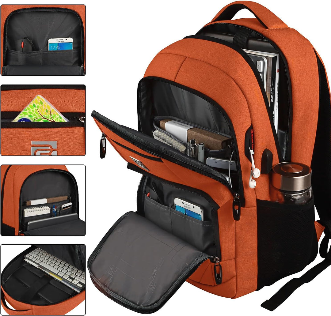 Unisex Slim Anti-Theft Laptop Backpack with USB Charging