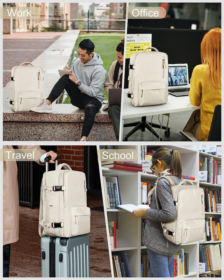 Unisex Waterproof Travel Backpack with Shoe & USB Port - 14in Laptop