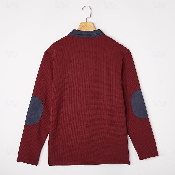 Rhett Textured Quarter-Zip Pullover, view 10 - Elena Harper