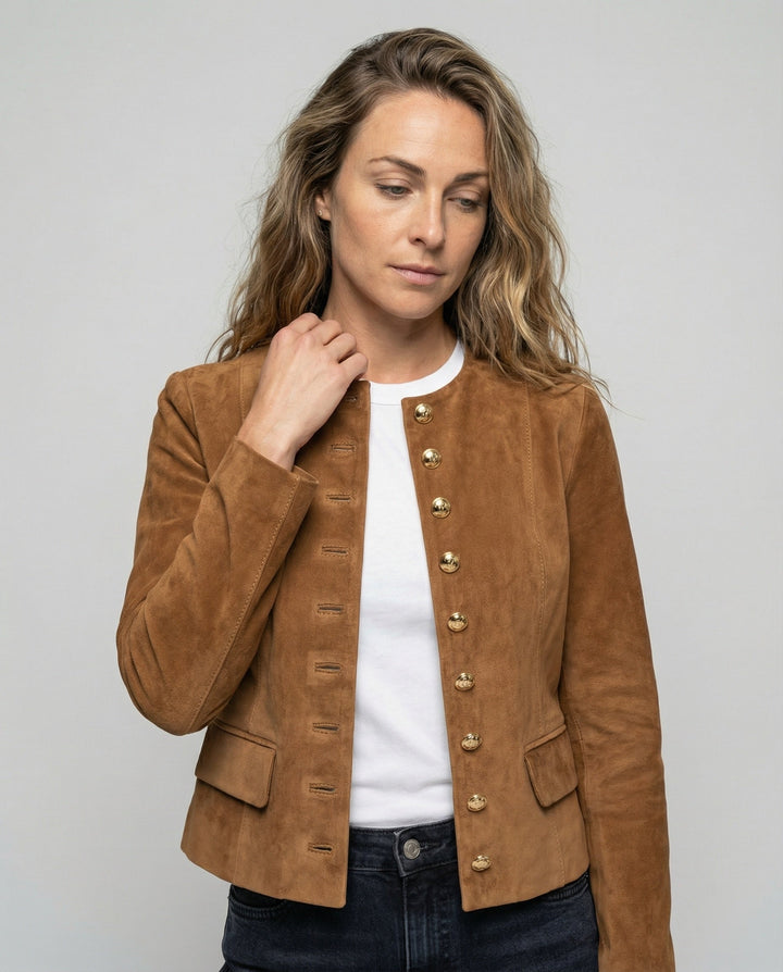 Women's Elegant Jacket with Gold Buttons