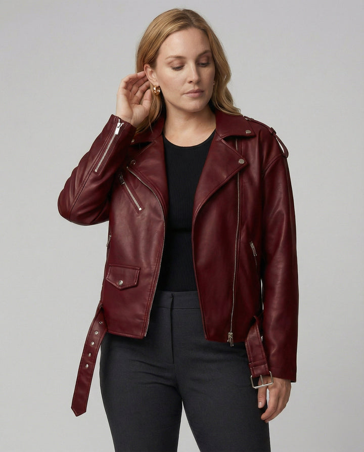 Women's Biker Jacket with Zipper Details