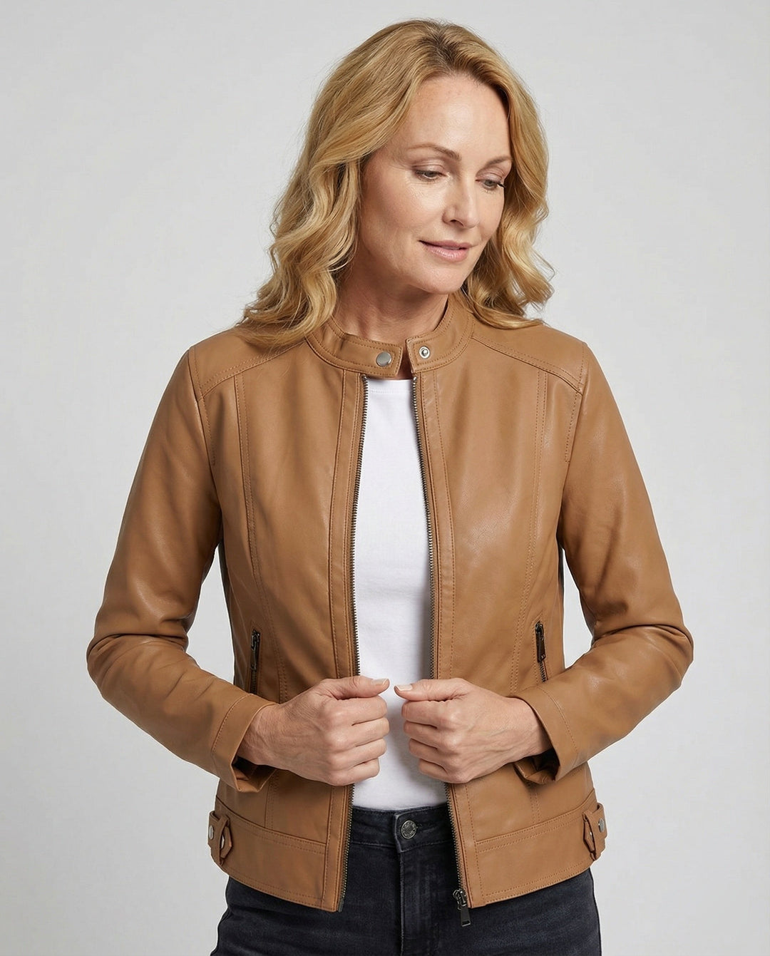 Women's Biker Jacket in Leather Look