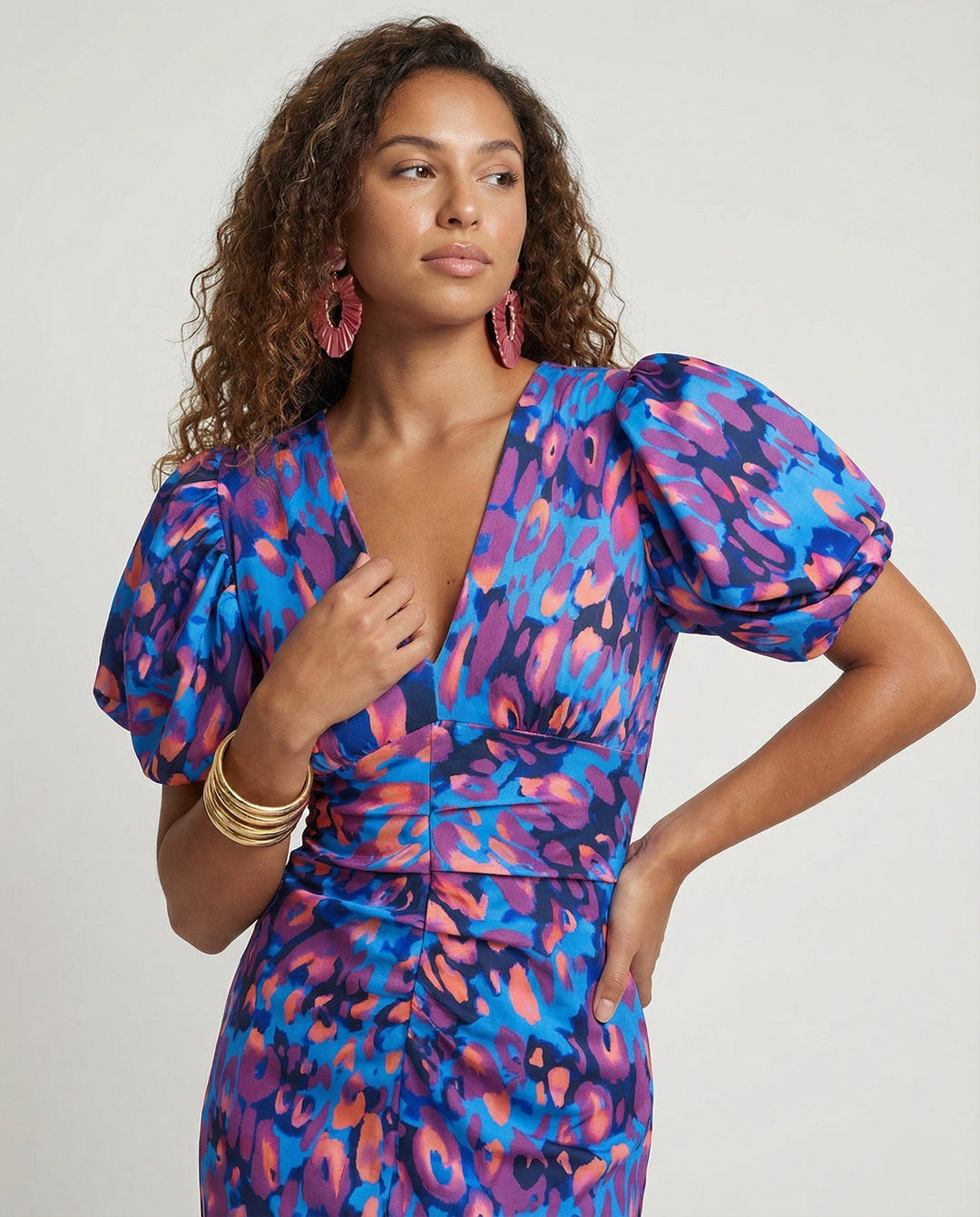 Women's Evening Dress with Voluminous Puff Sleeves EB