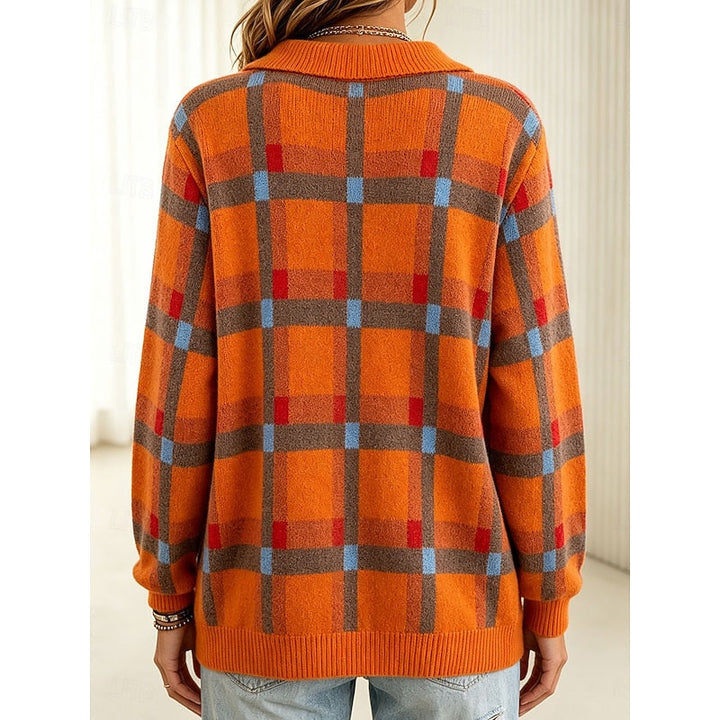 Rosalind Classic Plaid Button Cardigan, view 4 - Elena Harper