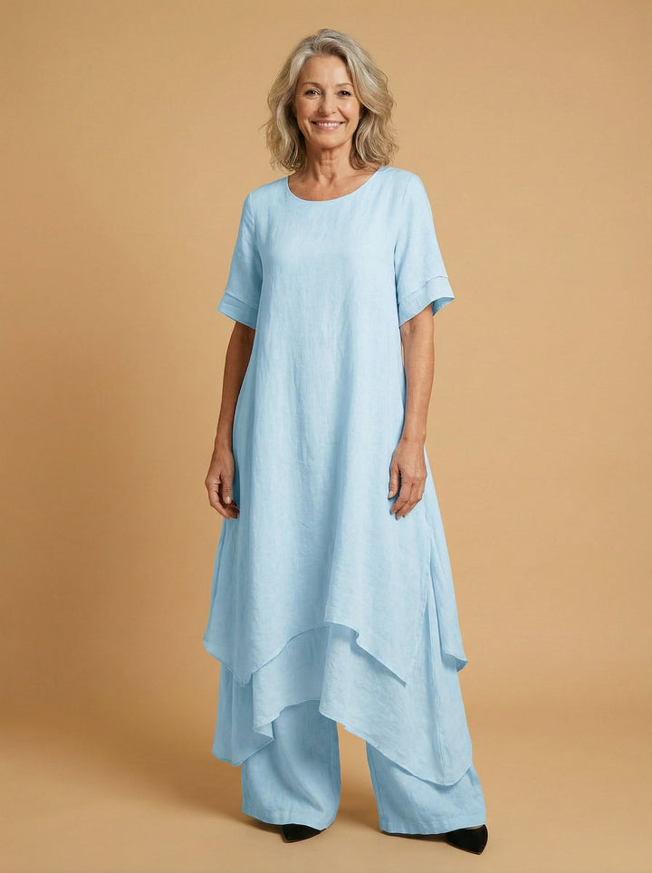Azares Loose Summer Dress with Modern Tiered Design, view 4 - Elena Harper