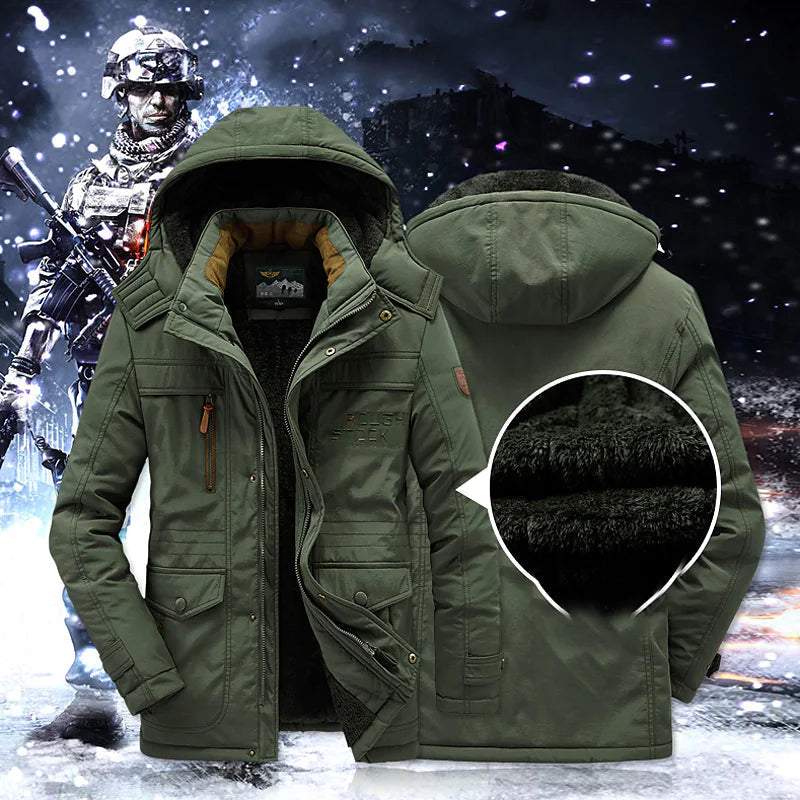 Men's Winter Jacket with Hood and Fleece Lining – Quilted Parka