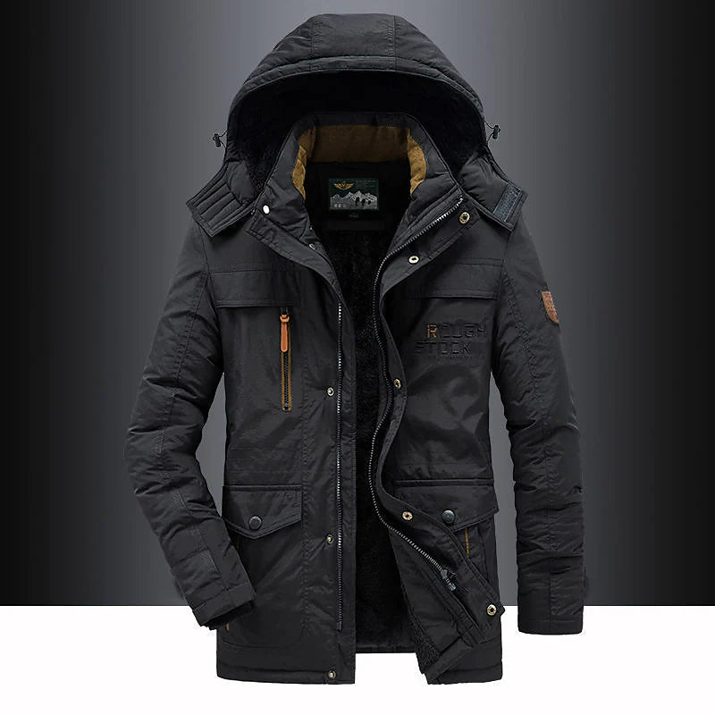 Men's Winter Jacket with Hood and Fleece Lining – Quilted Parka