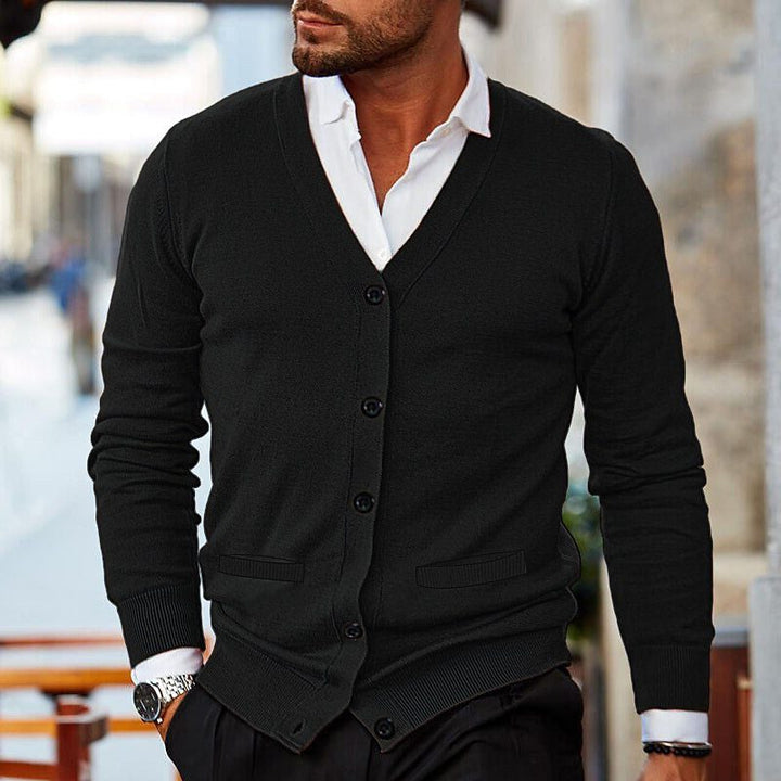 Knitted Cardigan with V-Neck for Men