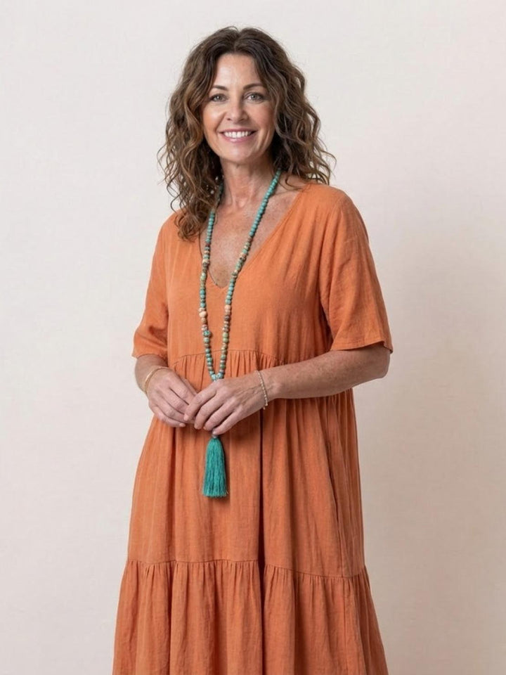 Clara | Women’s Boho V Neck Tiered Maxi Dress