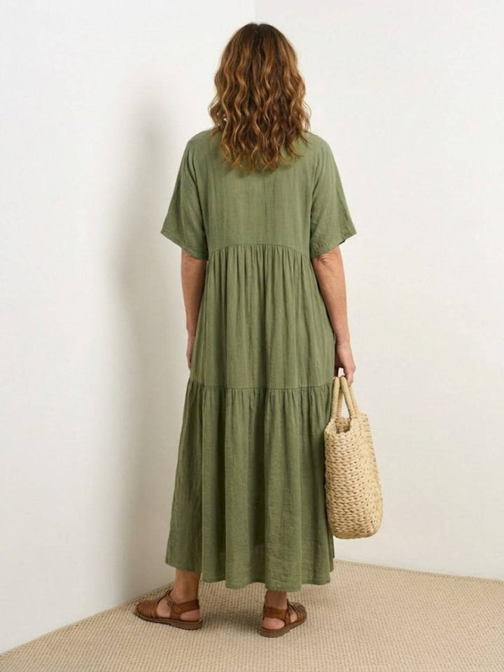 Clara | Women’s Boho V Neck Tiered Maxi Dress