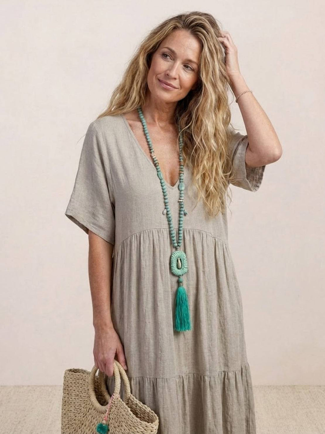Clara | Women’s Boho V Neck Tiered Maxi Dress