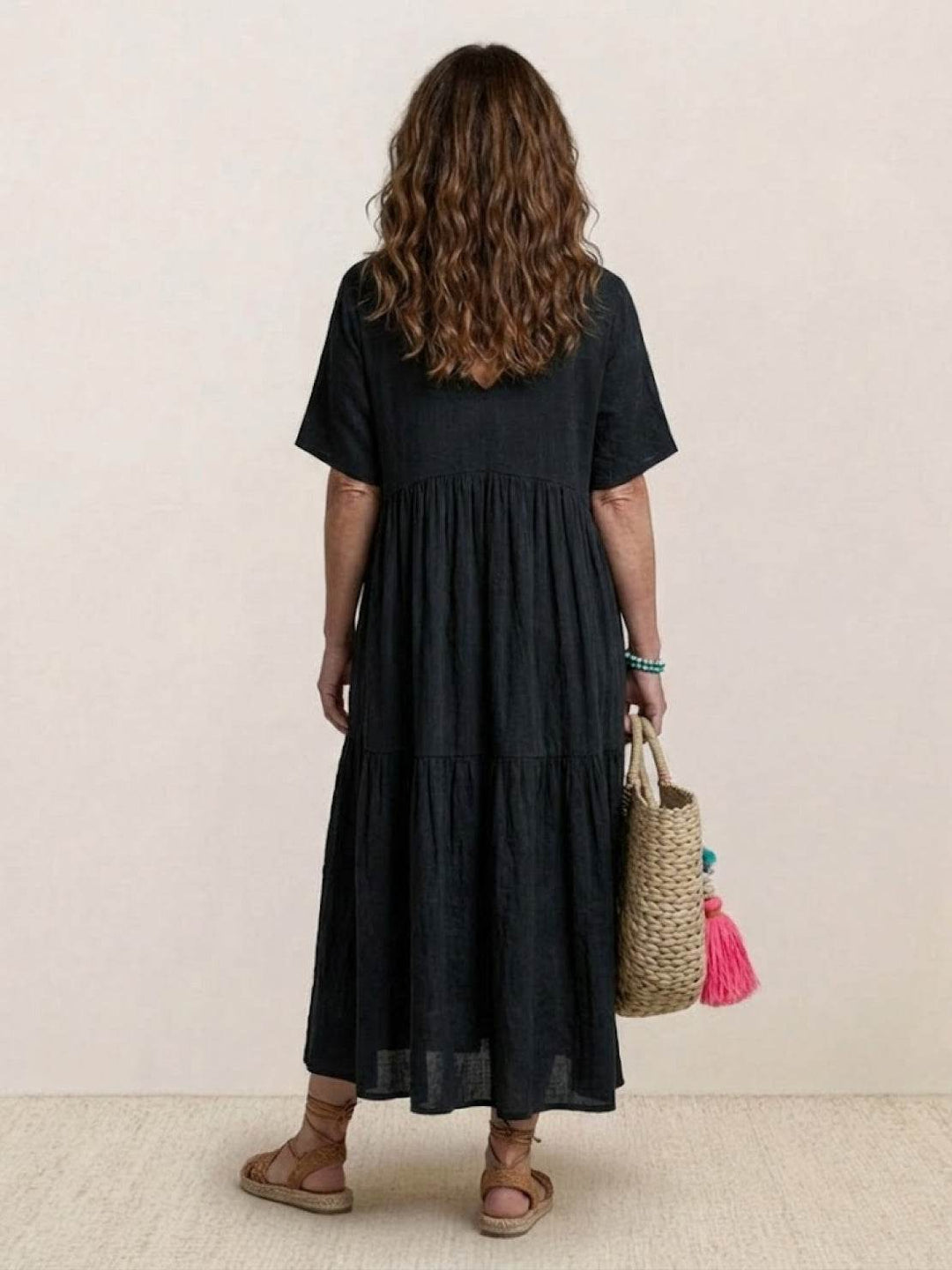 Clara | Women’s Boho V Neck Tiered Maxi Dress