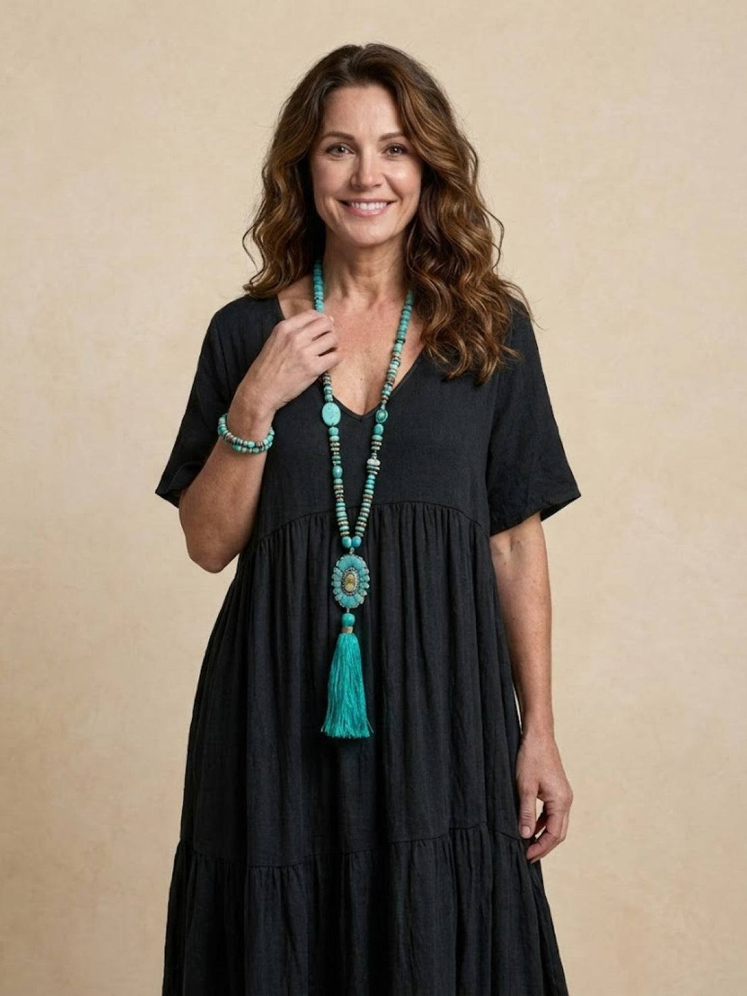 Clara | Women’s Boho V Neck Tiered Maxi Dress