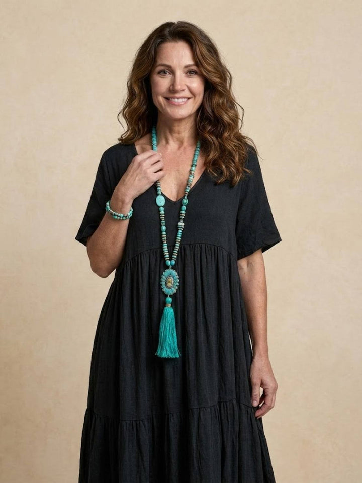 Clara | Women’s Boho V Neck Tiered Maxi Dress