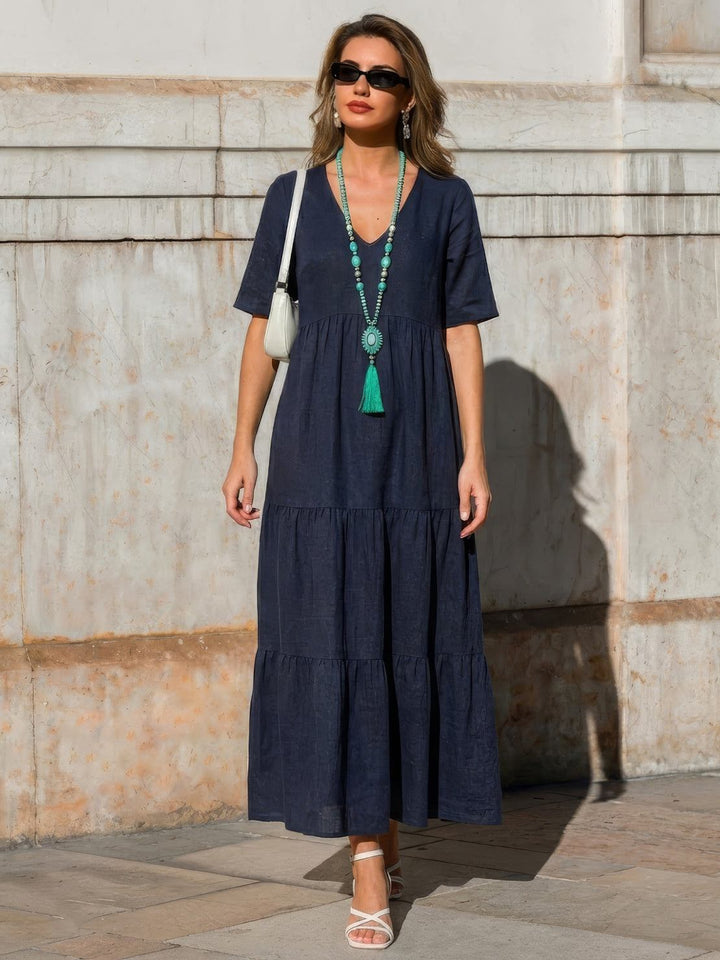 Clara | Women’s Boho V Neck Tiered Maxi Dress