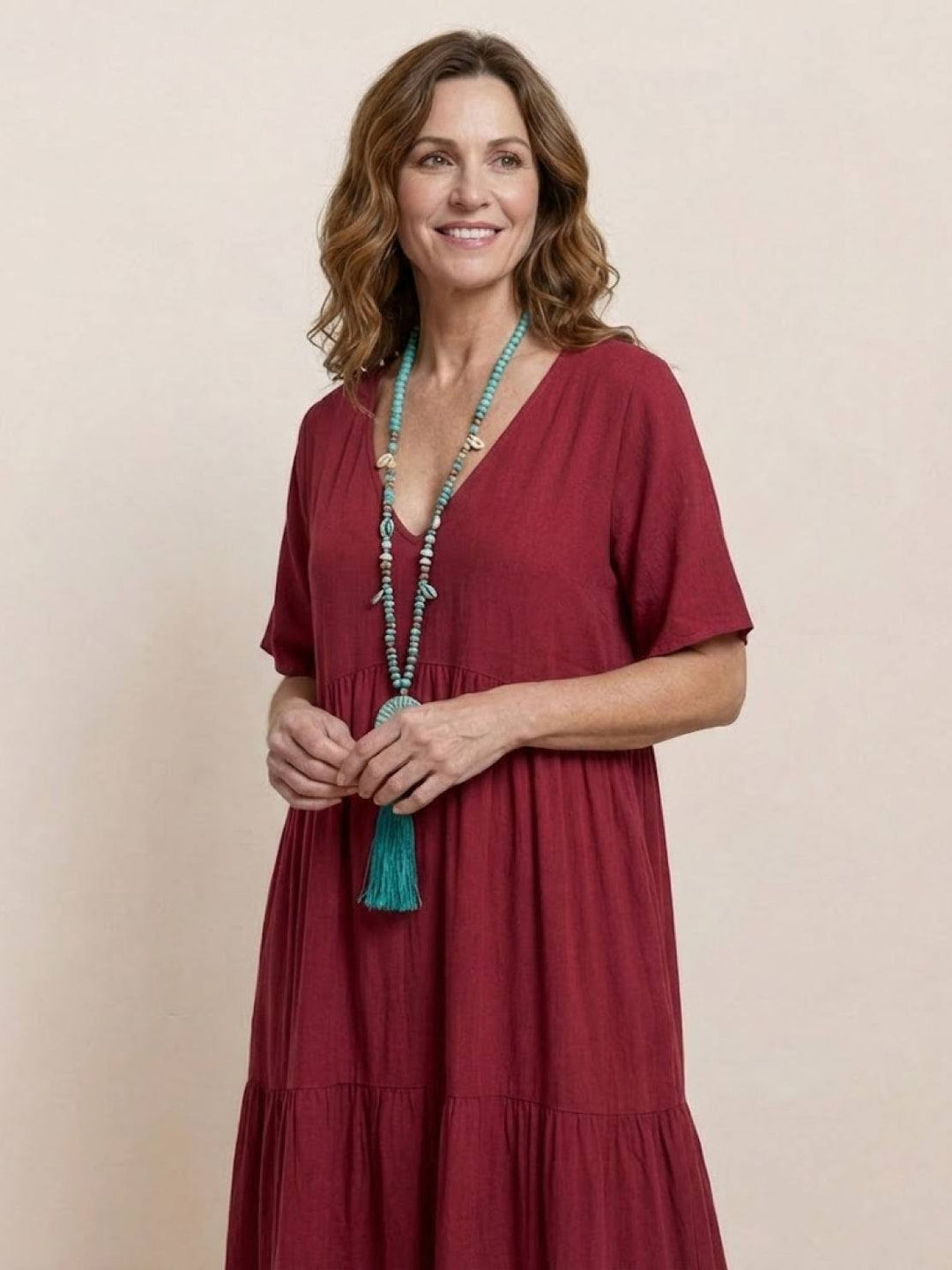 Clara | Women’s Boho V Neck Tiered Maxi Dress