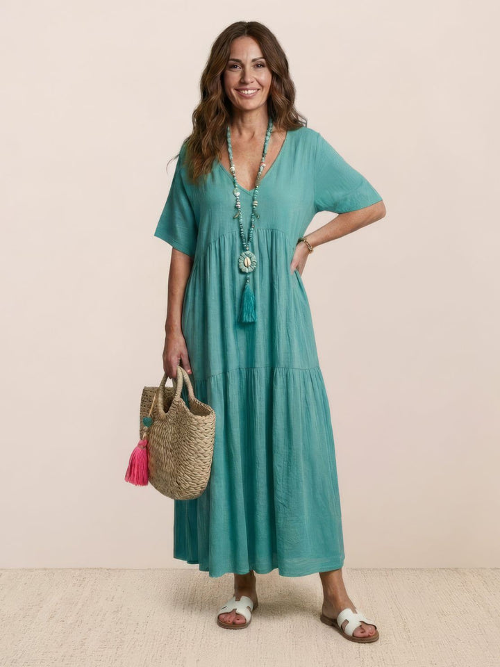 Clara | Women’s Boho V Neck Tiered Maxi Dress
