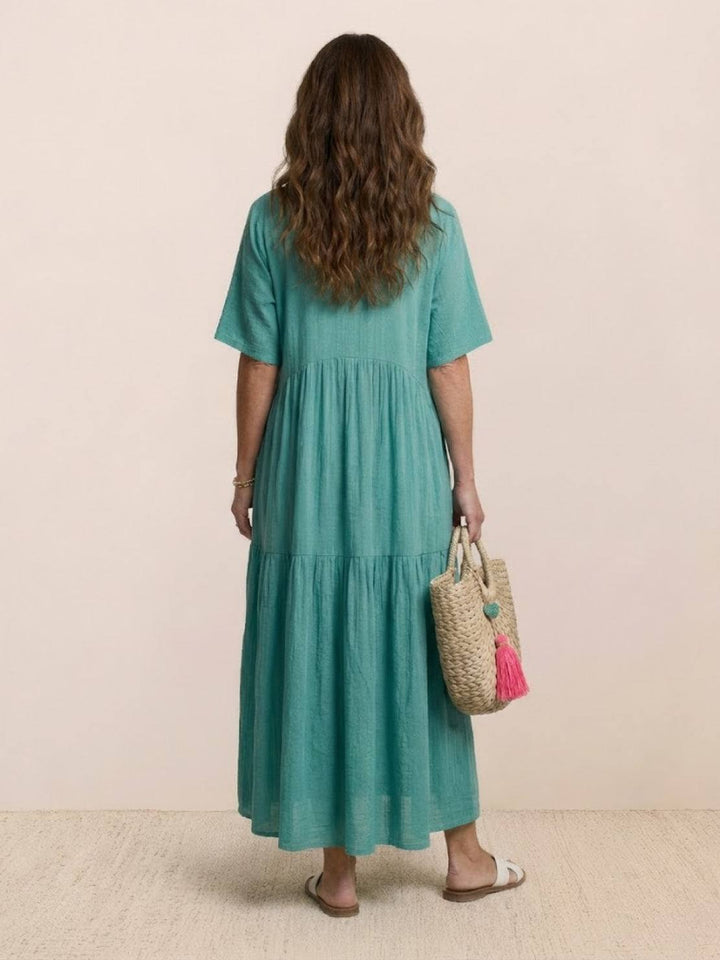 Clara | Women’s Boho V Neck Tiered Maxi Dress