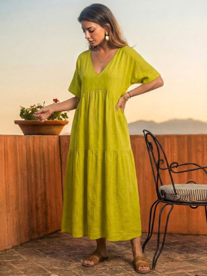 Clara | Women’s Boho V Neck Tiered Maxi Dress