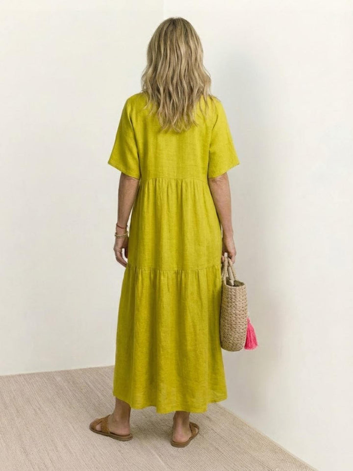Clara | Women’s Boho V Neck Tiered Maxi Dress