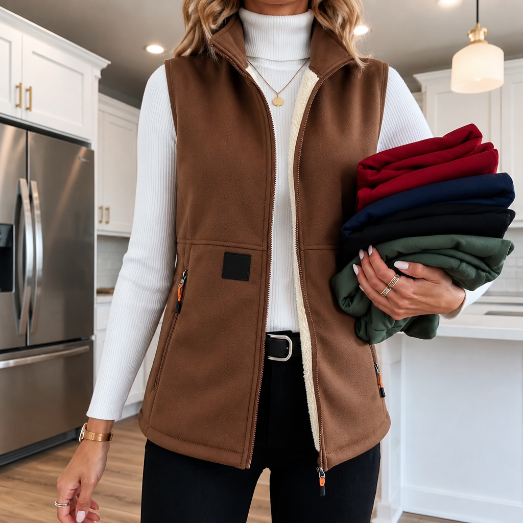 Cozycrest Plush-Lined Sleeveless Winter Vest - Elena Harper