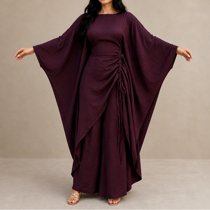 Cinchara Ruched Waist Batwing Kaftan Two-Piece Set - Elena Harper