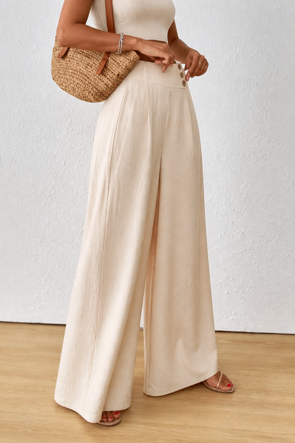 Draperie High-Waisted Pleated Wide-Leg Trousers - Elena Harper