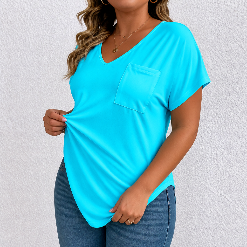 Draperie V-Neck Dolman Sleeve High-Low Hem Tee - Elena Harper