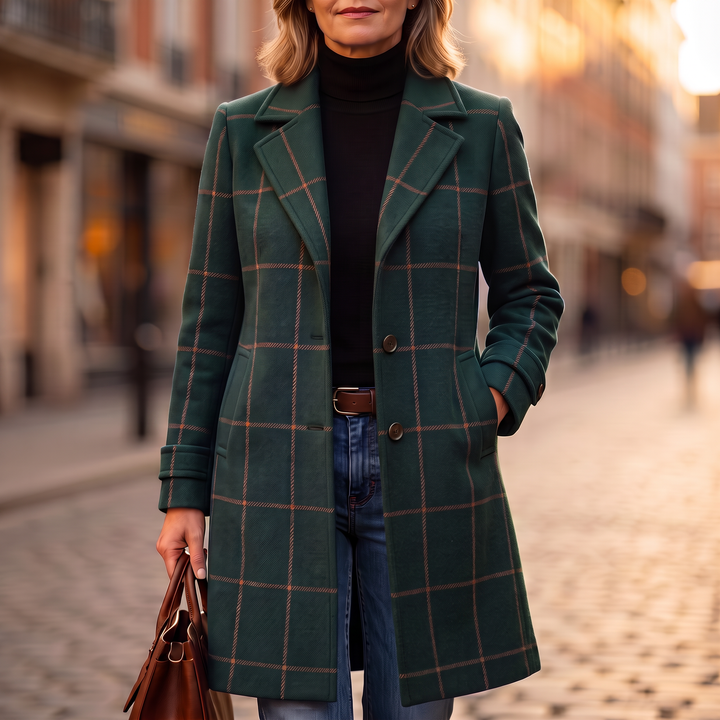 Checkwell Royal Blue Checkered Two-Button Coat - Elena Harper