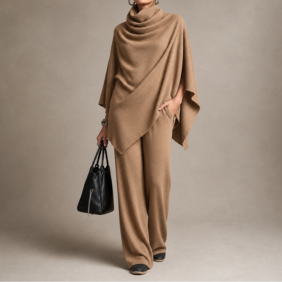 Draveny Draped Cowl-Neck Top And Trouser Set - Elena Harper