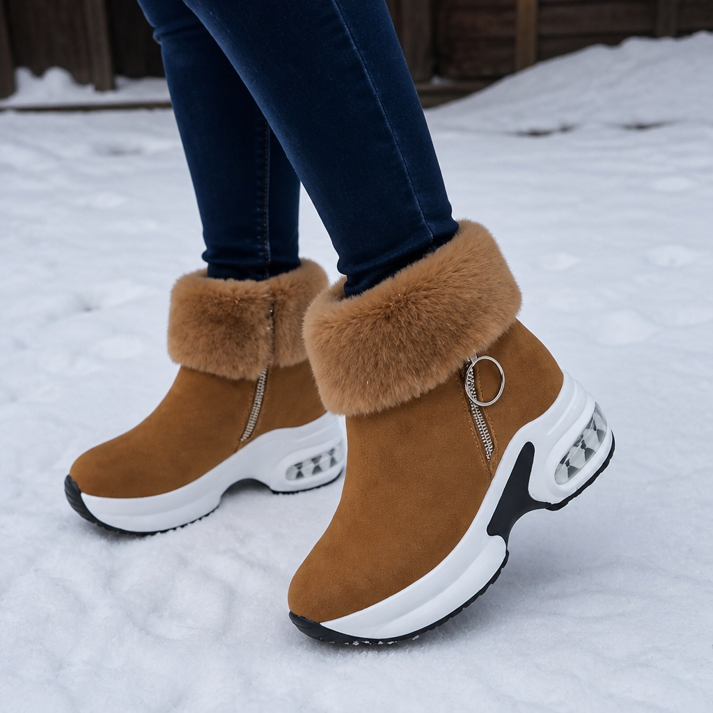CozyLift Plush-Cuff Zip-Up Ankle Boots - Elena Harper