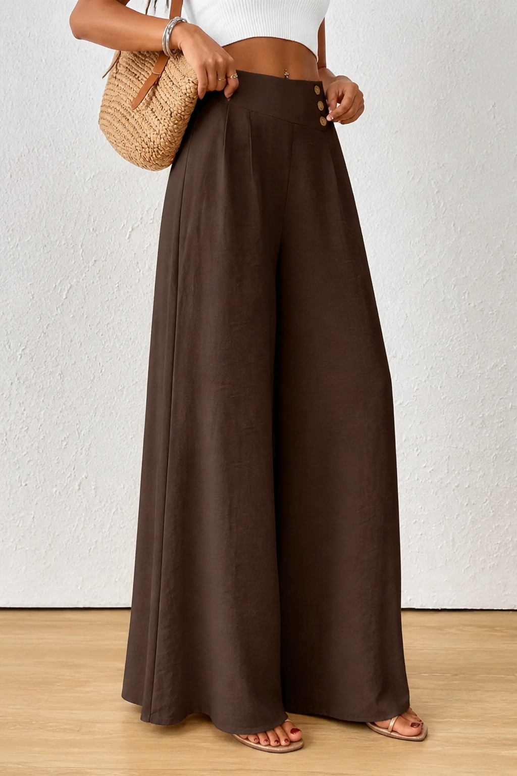 Draperie High-Waisted Pleated Wide-Leg Trousers - Elena Harper