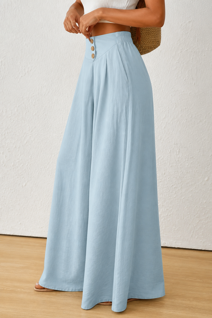 Draperie High-Waisted Pleated Wide-Leg Trousers - Elena Harper