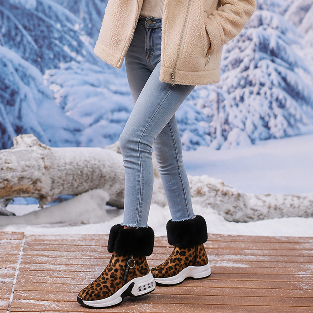 CozyLift Plush-Cuff Zip-Up Ankle Boots - Elena Harper
