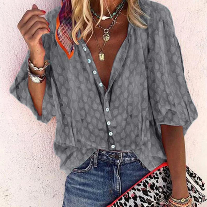 Gabriela | Women's Printed Casual Blouse with Button Placket