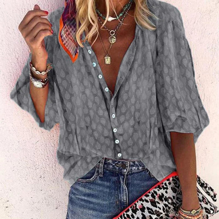 Gabriela | Women's Printed Casual Blouse with Button Placket