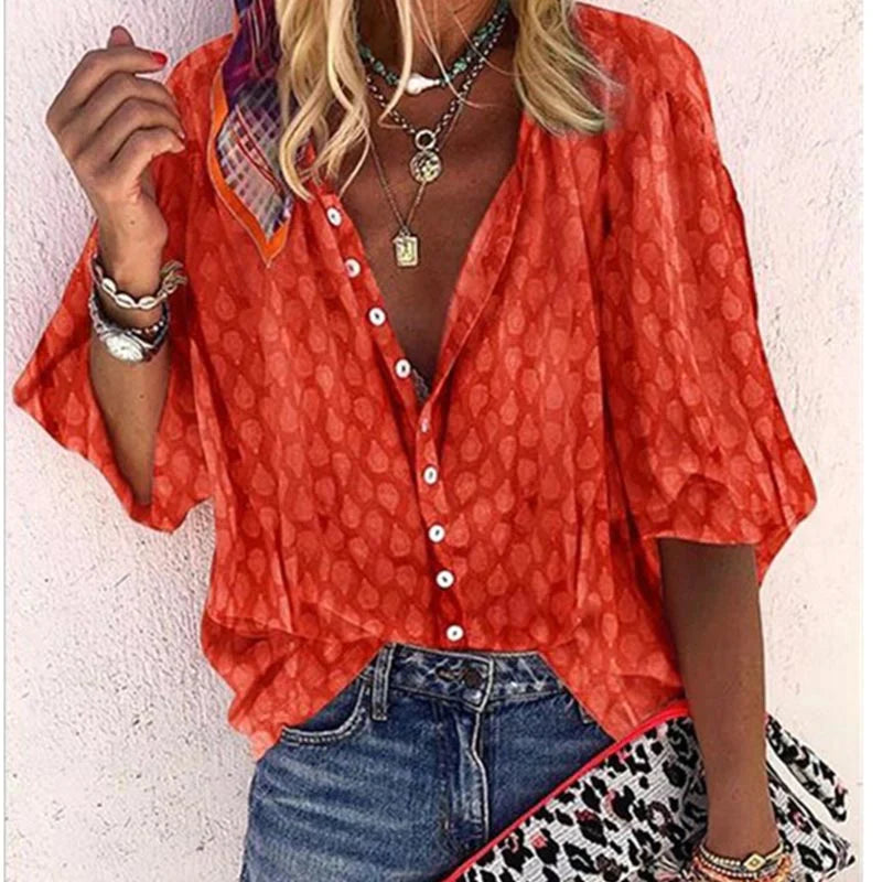 Gabriela | Women's Printed Casual Blouse with Button Placket