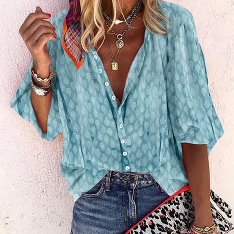 Gabriela | Women's Printed Casual Blouse with Button Placket