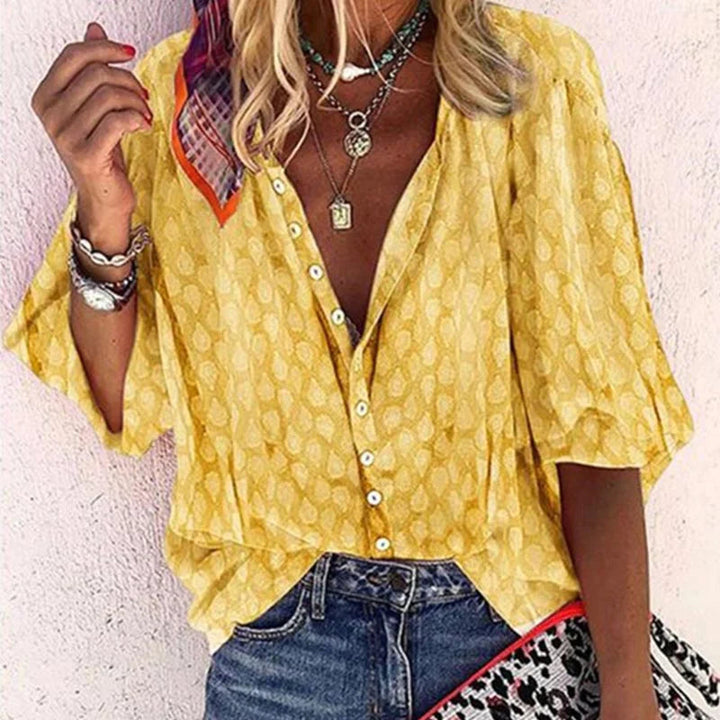 Gabriela | Women's Printed Casual Blouse with Button Placket