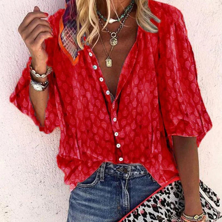 Poppy | Women Printed Button Down Casual Blouse