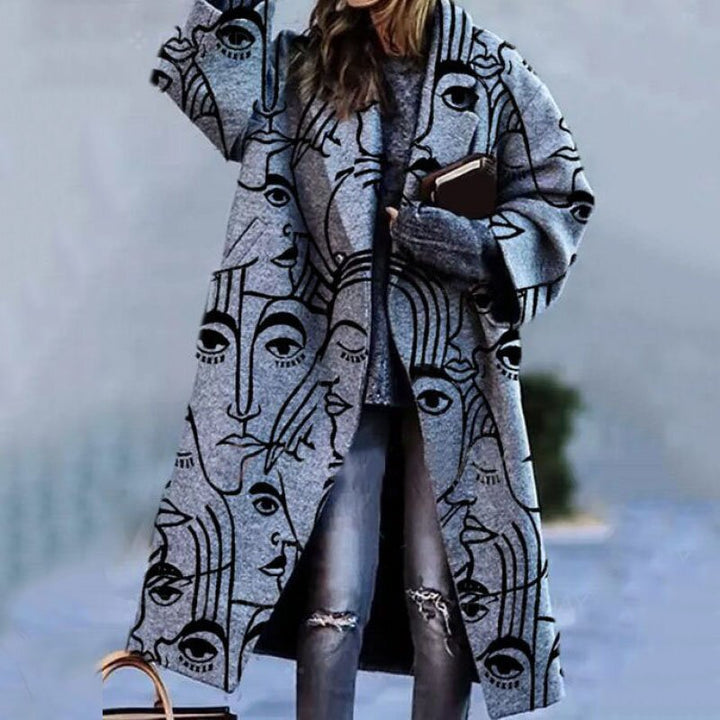 Autumn Women's Coat with Lapel, Fitted Cut, Button Closure