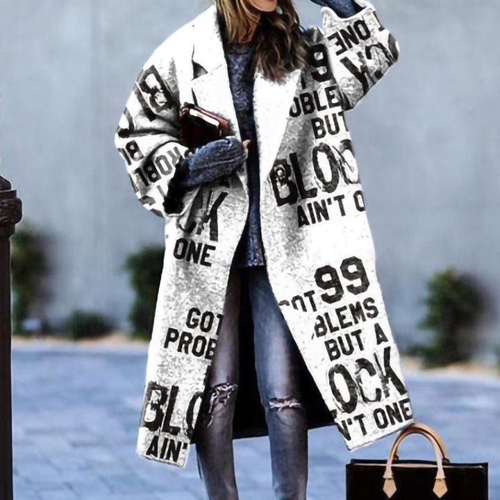 Autumn Women's Coat with Lapel, Fitted Cut, Button Closure