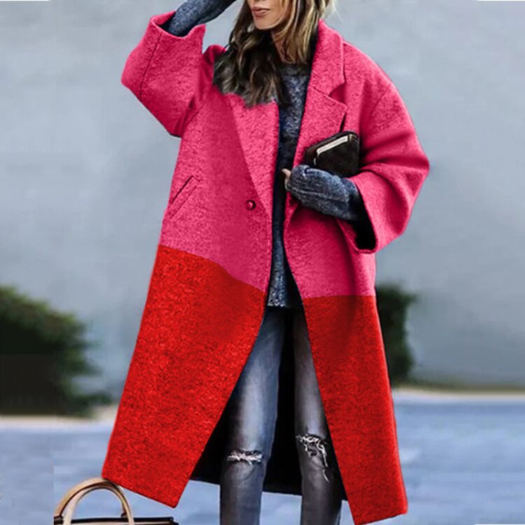 Autumn Women's Coat with Lapel, Fitted Cut, Button Closure