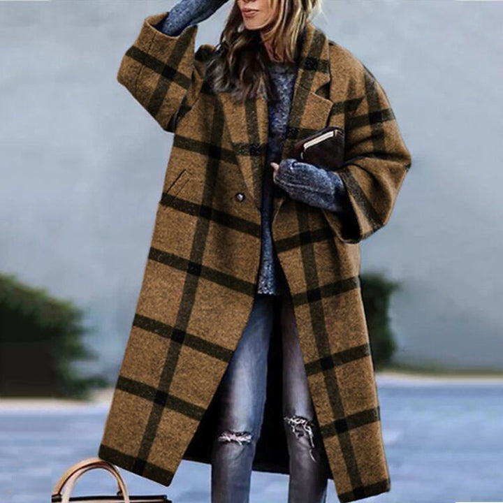 Autumn Women's Coat with Lapel, Fitted Cut, Button Closure