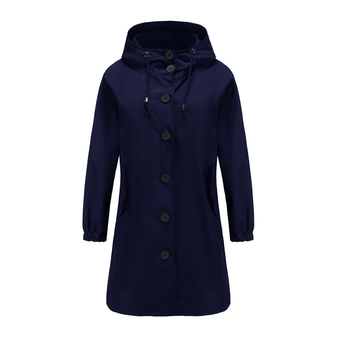Long Coat for Women with Buttons and Hood