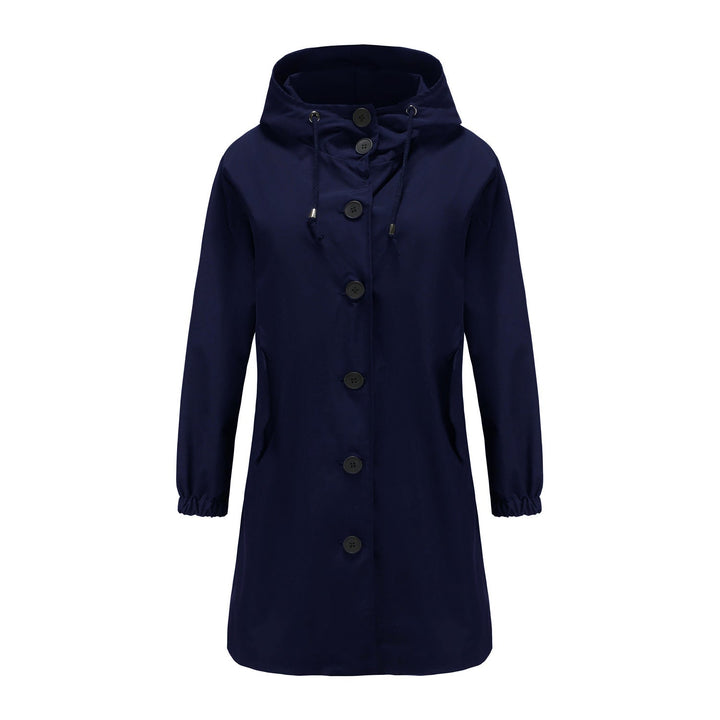 Long Coat for Women with Buttons and Hood