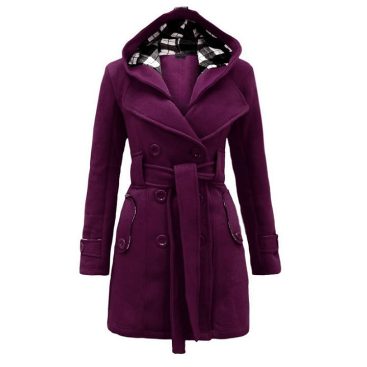 Luxurious Wool Hooded Coat for Women – Belted Winter Coat